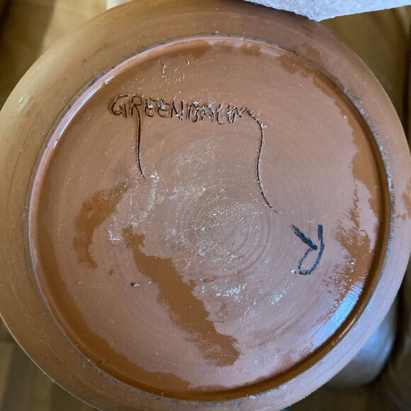 Vintage Pottery David Greenbaum Signed Jar Vase Red Clay Ceramic S.W.  Motif - Picture 6 of 7